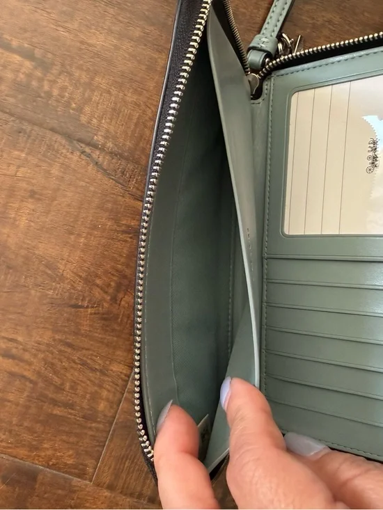 Coach Black Leather Wristlet Wallet with Party Owl Print - Picture 7 of 12